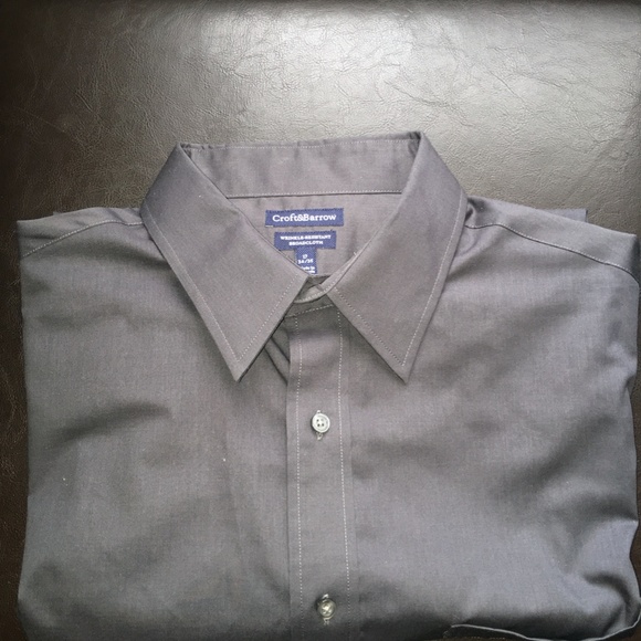 Croft and Barrow Mens Dress Shirt Grey Wrinkle Fr - Picture 2 of 4